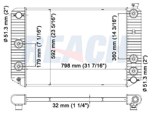 1998 GMC C7500 KODIAK 7.0 L RADIATOR REA41-2487A