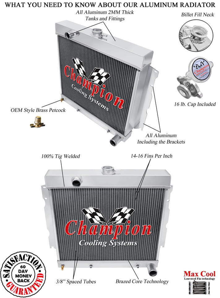 1967 PLYMOUTH BELVEDERE 5.2 L RADIATOR CHACC1635LP