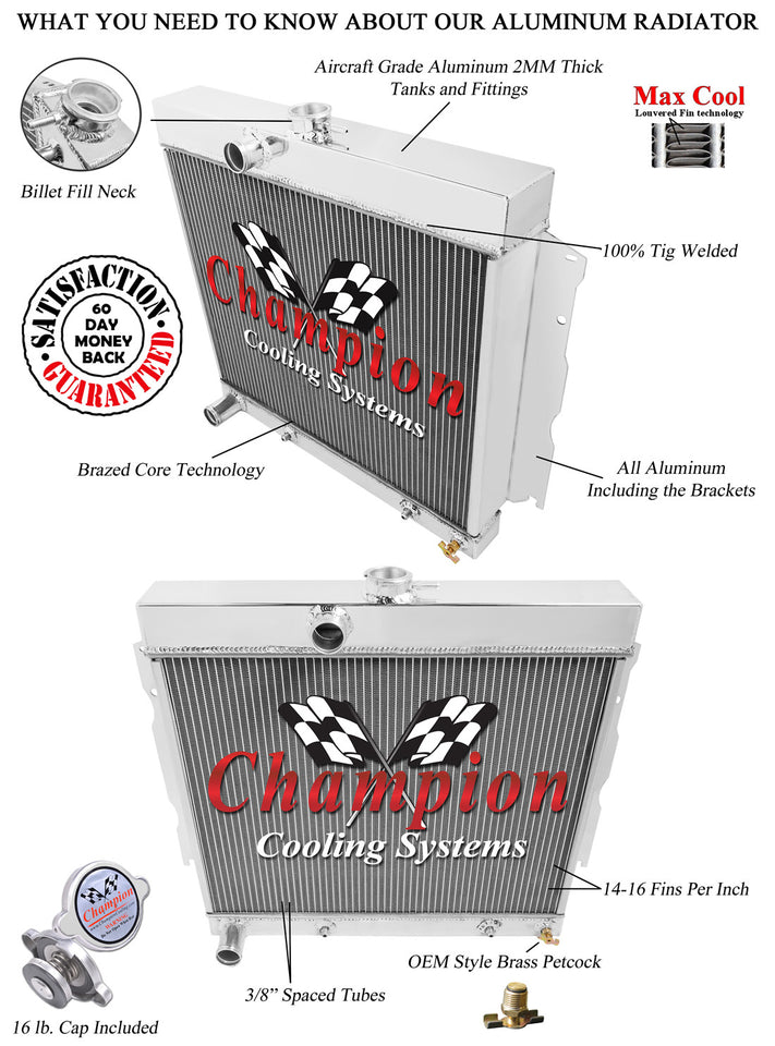 1968 PLYMOUTH BELVEDERE 5.2 L RADIATOR AE1635