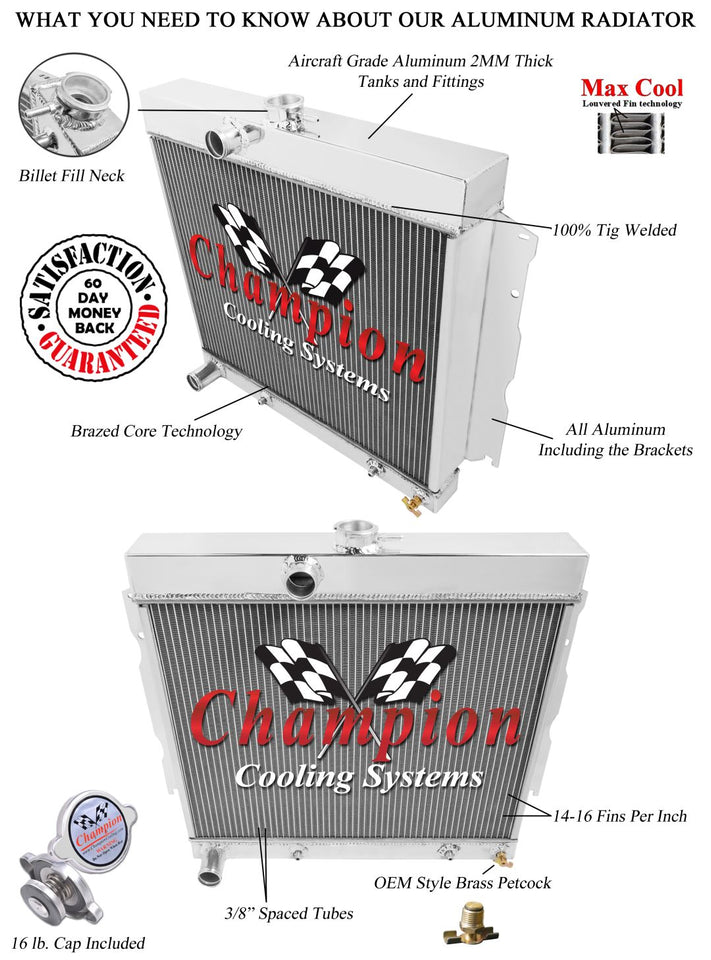 1963 PLYMOUTH BELVEDERE 6.3 L RADIATOR CHACC1635-BLK