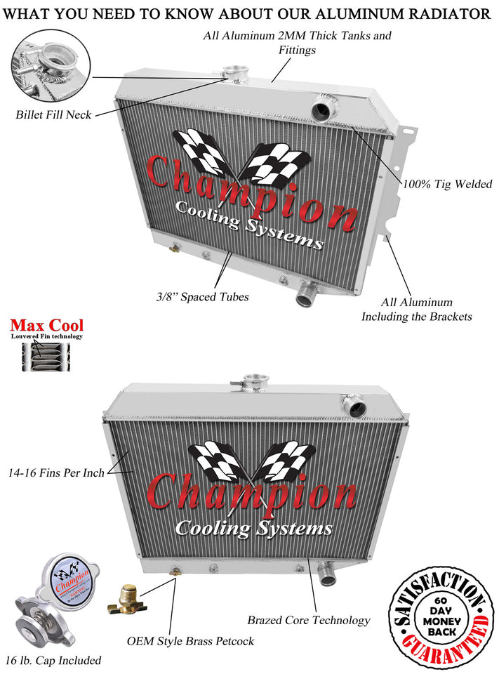 1968 PLYMOUTH GTX 5.2 L RADIATOR CC1643