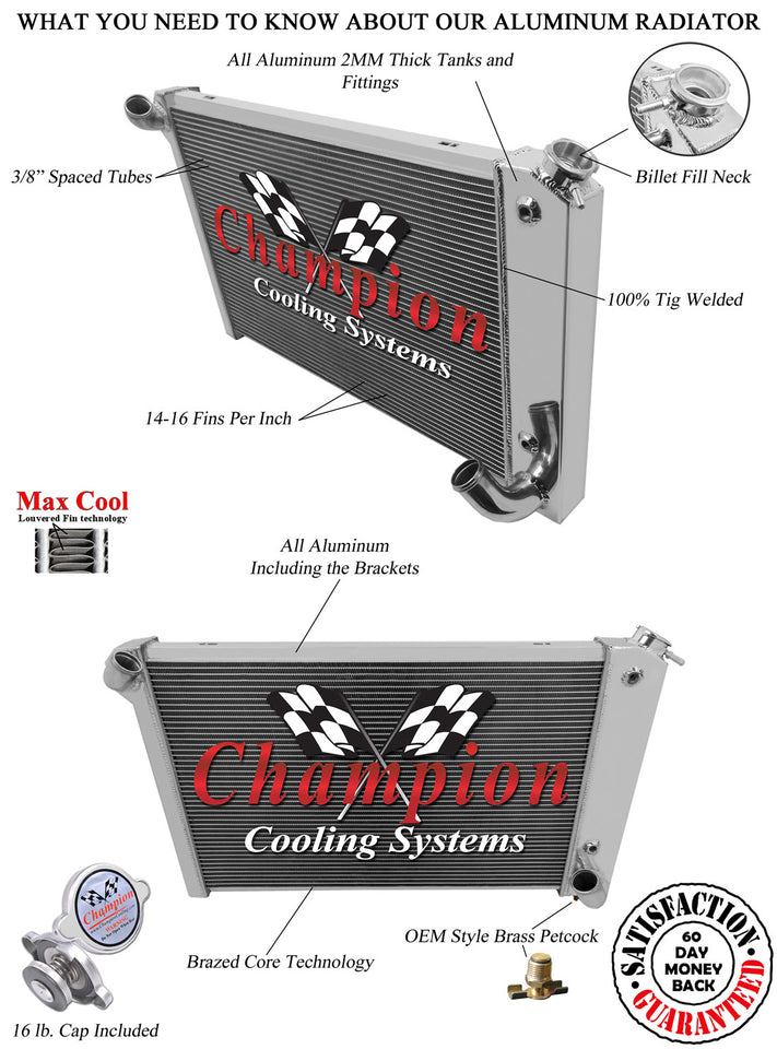 1970 CHEVROLET CORVETTE 5.7 L RADIATOR MC1655