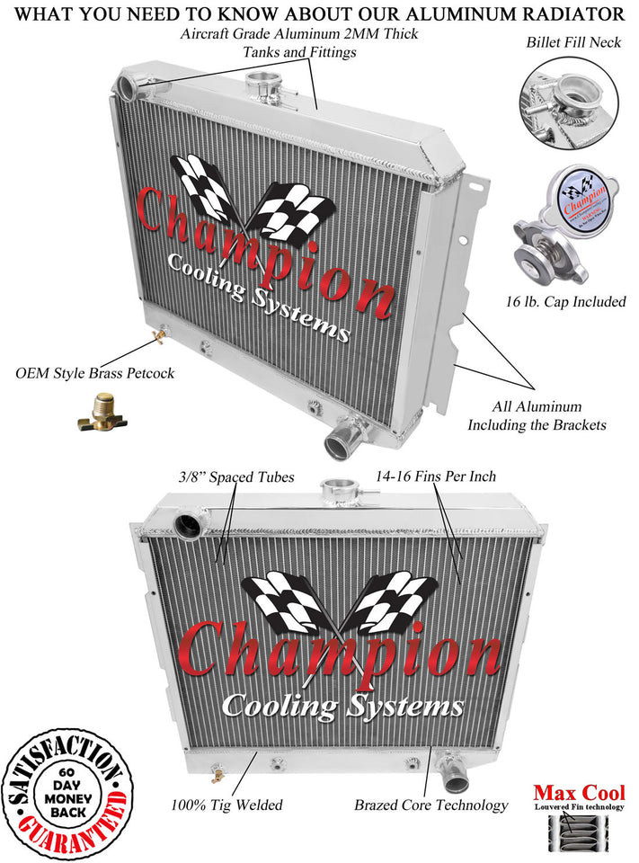 1968 PLYMOUTH GTX 5.2 L RADIATOR AE2374
