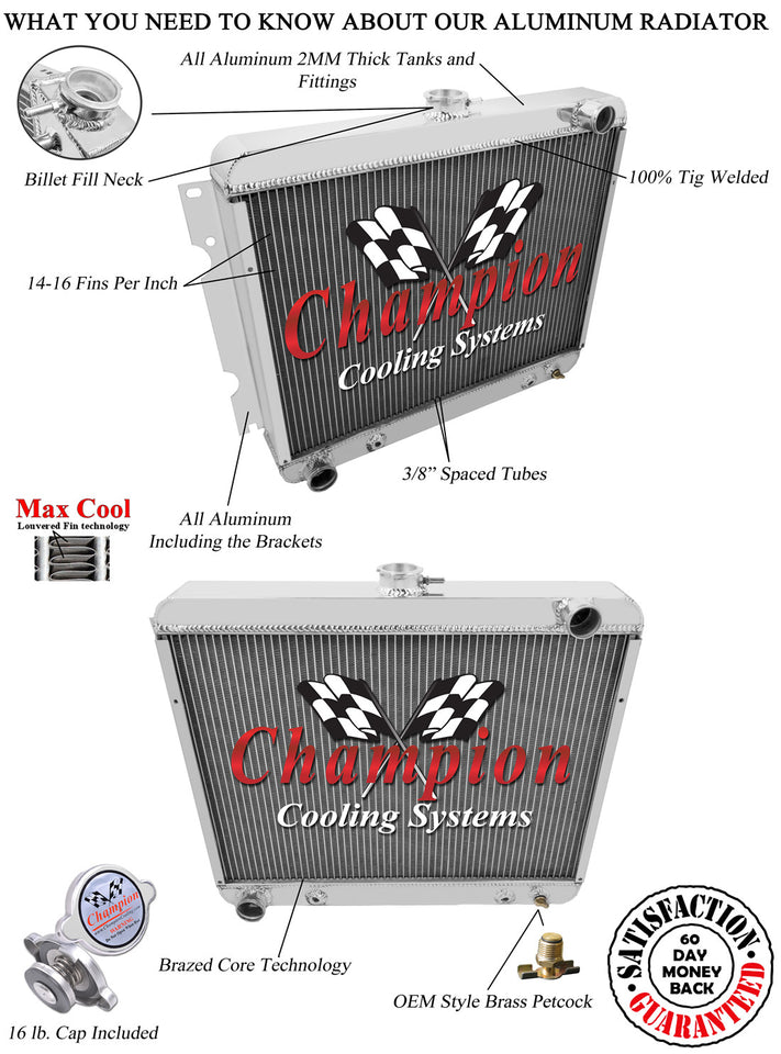 1973 PLYMOUTH SATELLITE 7.2 L RADIATOR EC2375