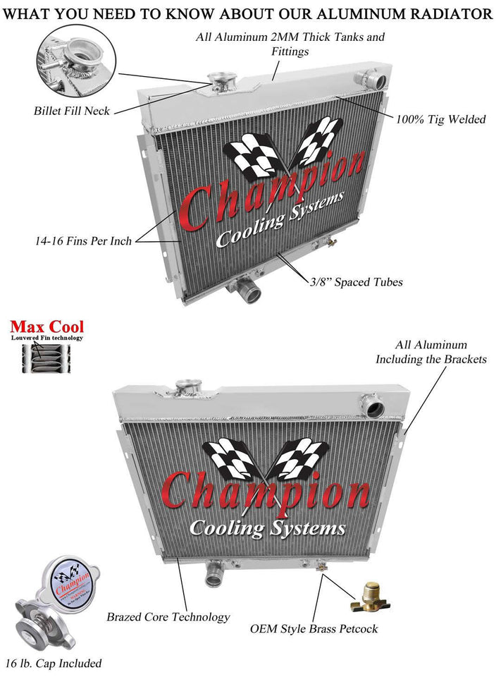 1969 FORD FAIRLANE 5.0 L RADIATOR CC2379