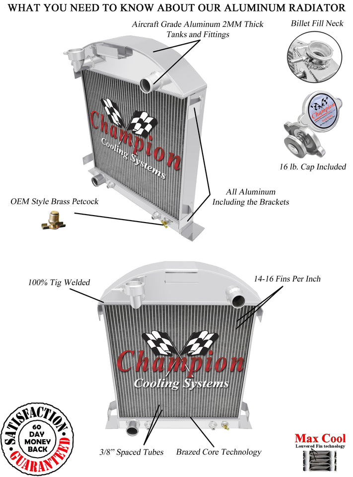 1929 FORD MODEL A 3.3 L RADIATOR CHACC2829B-FD