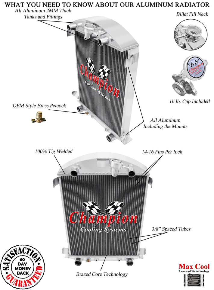 1930 FORD MODEL A 3.3 L RADIATOR CHACC3031FH