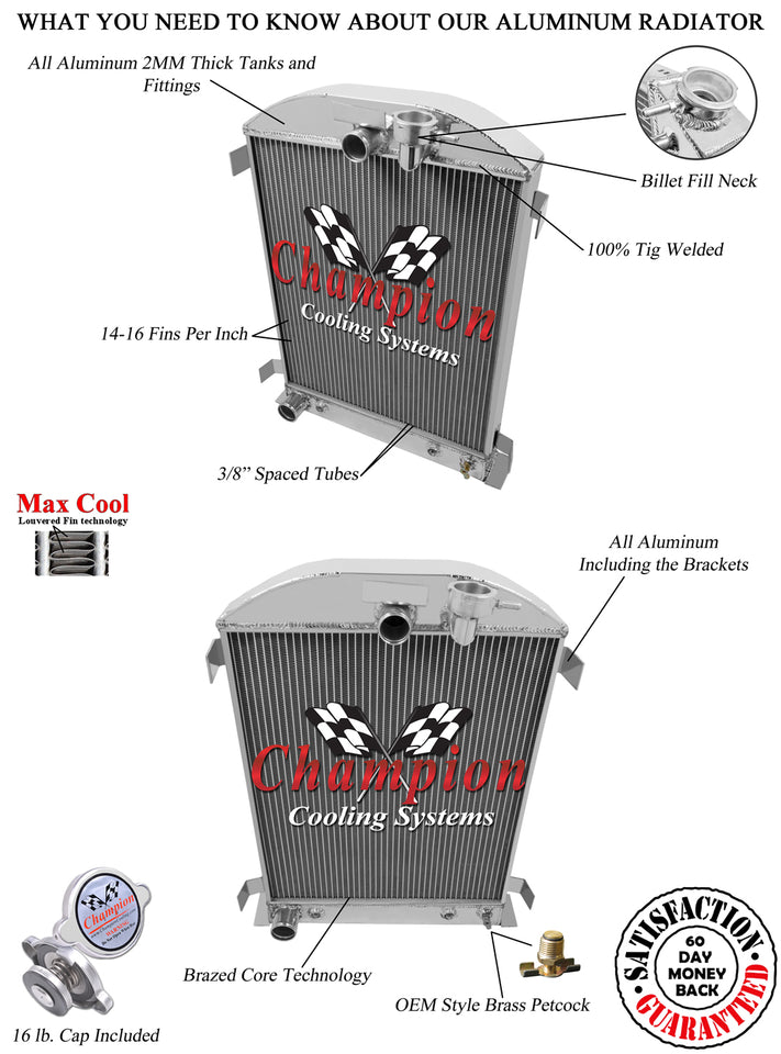 1932 FORD MODEL B 3.3 L RADIATOR CHACC3032B