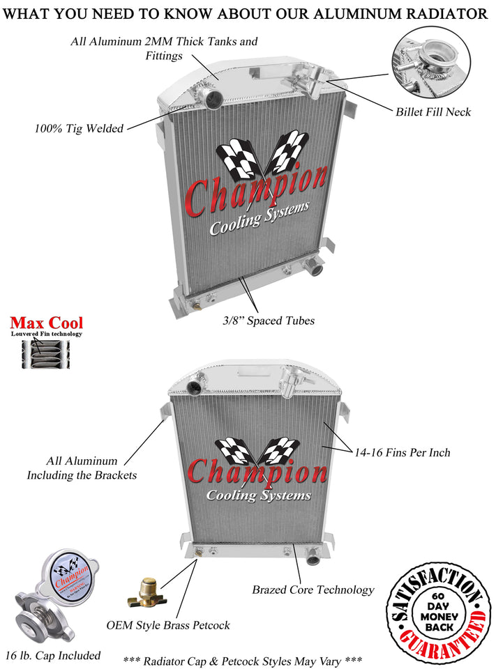 1932 FORD MODEL B 3.3 L RADIATOR CHACC3132B