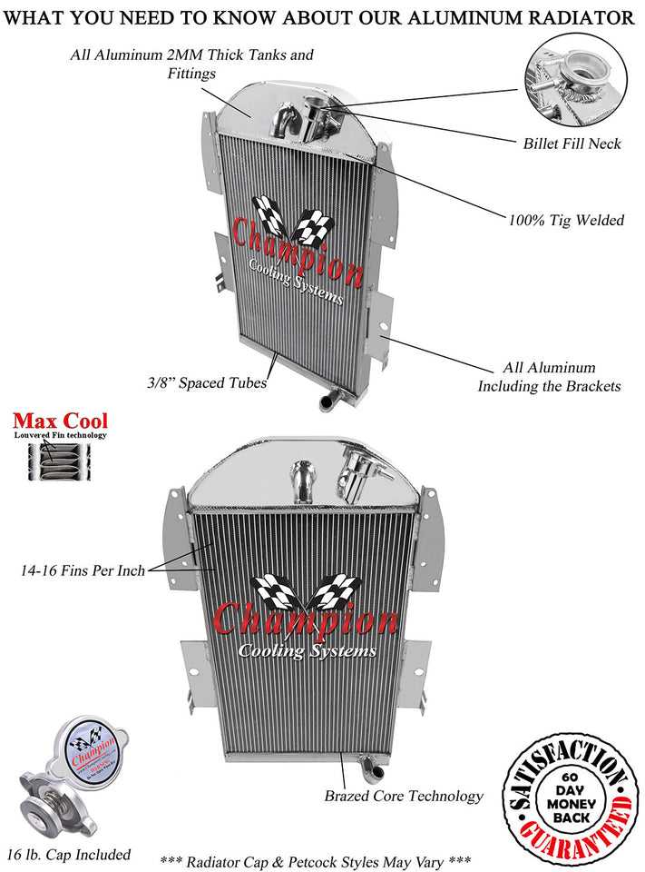 1936 CHEVROLET PICKUP 3.4 L RADIATOR AE3436