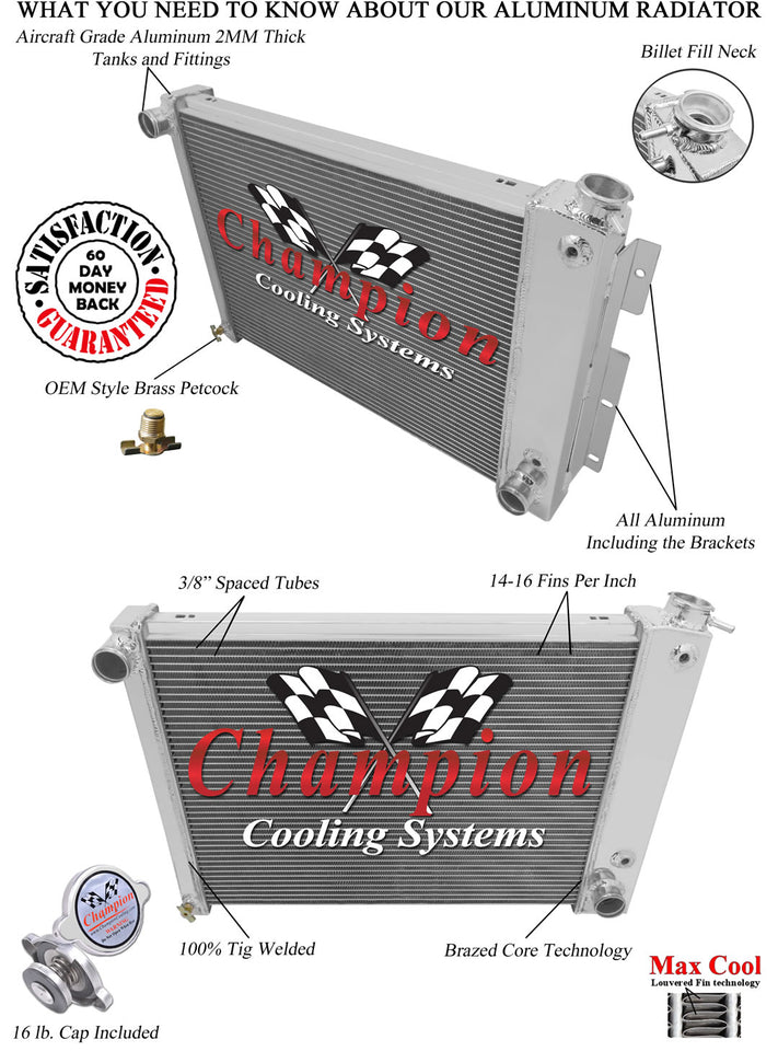 1968 PONTIAC FIREBIRD 5.7 L RADIATOR CHACC370B
