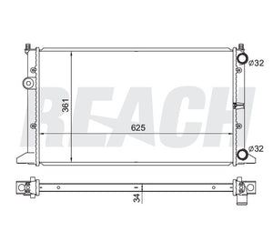 1996 VOLKSWAGEN JETTA 2.0 L RADIATOR REA41-1557A