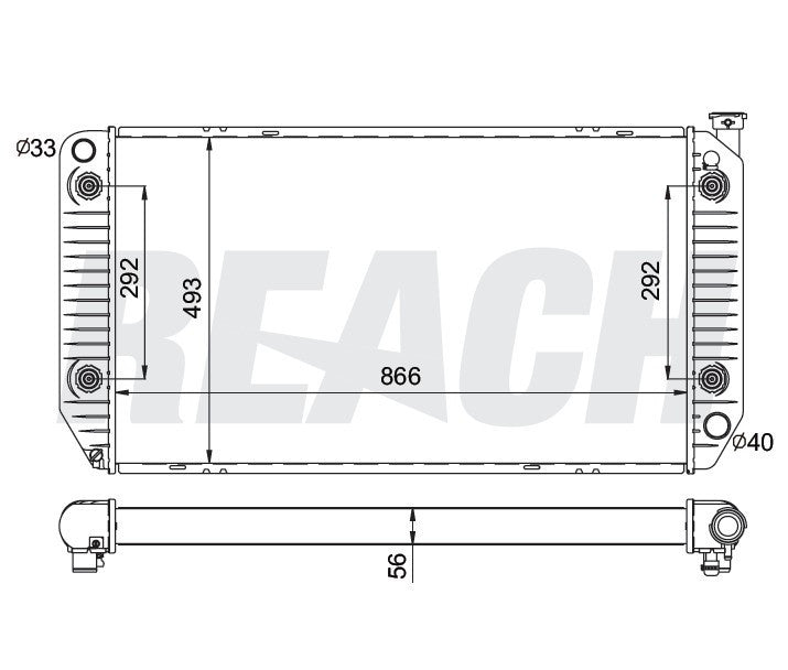1998 GMC C3500HD 7.4 L RADIATOR REA41-1696A