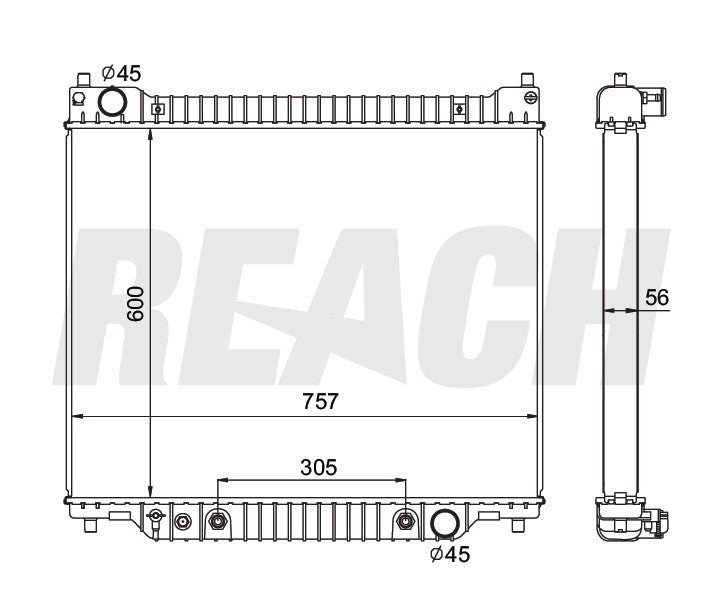 1996 FORD E-350 ECONOLINE CLUB WAGON 7.3 L RADIATOR REA41-1724A