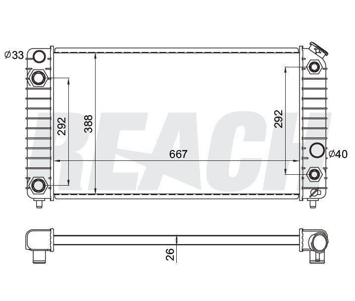 1999 CHEVROLET S10 4.3 L RADIATOR REA41-1826A