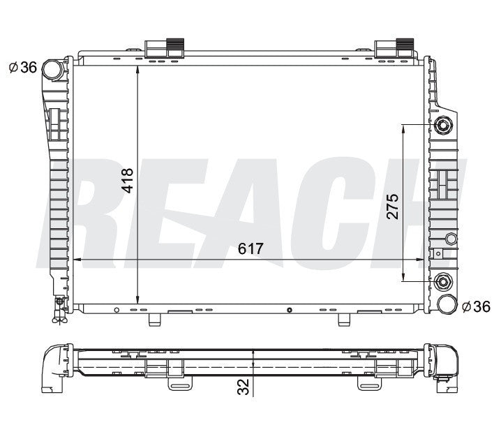 1995 MERCEDES-BENZ C220 2.2 L RADIATOR REA41-1844A