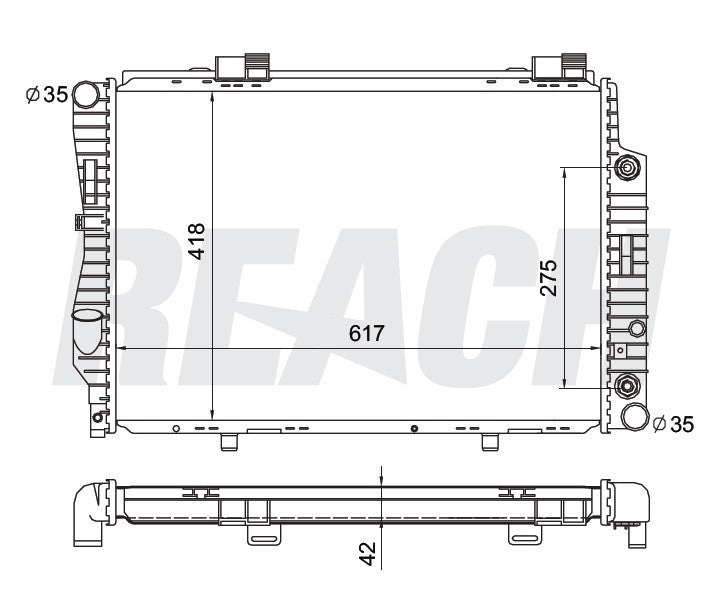 1994 MERCEDES-BENZ C280 2.8 L RADIATOR REA41-1845A