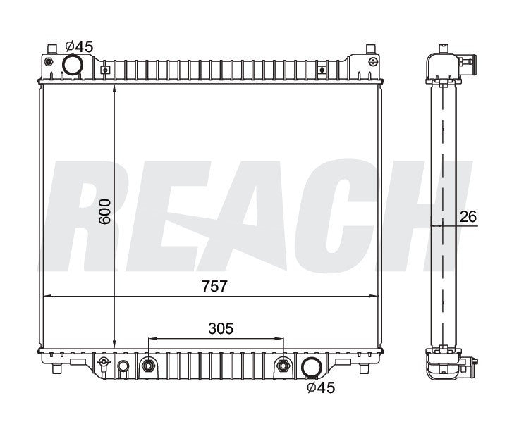 2005 FORD E-150 4.6 L RADIATOR REA41-1994A