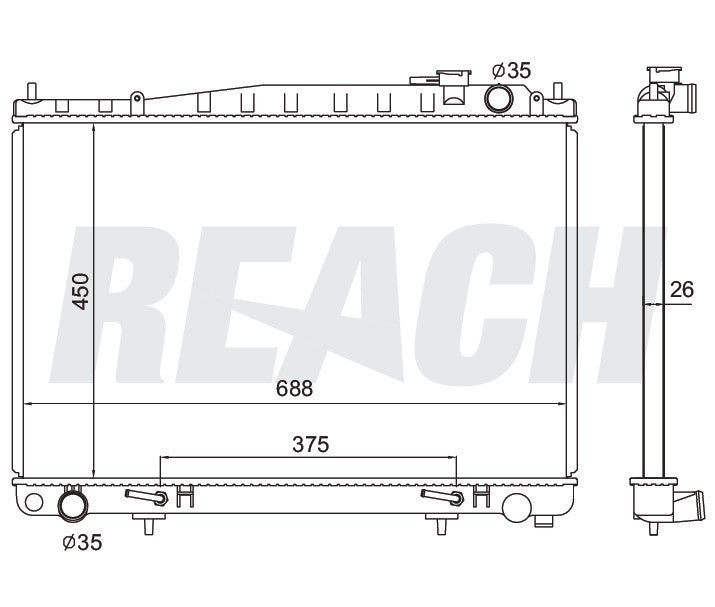 1999 INFINITI Q45 4.1 L RADIATOR REA41-2054A