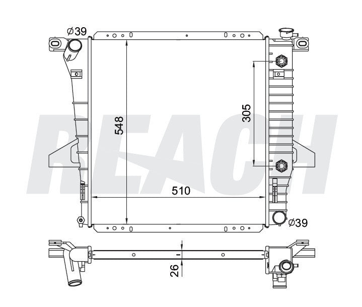 2000 MAZDA B2500 2.5 L RADIATOR REA41-2172A
