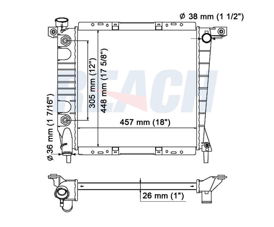 1990 FORD RANGER 2.9 L RADIATOR REA41-1061A