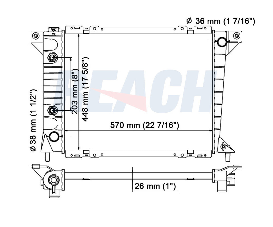 1993 MERCURY COUGAR 5.0 L RADIATOR REA41-1095A