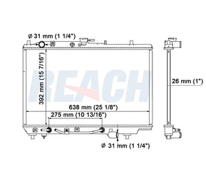 1994 MAZDA PROTEGE 1.8 L RADIATOR REA41-1135A