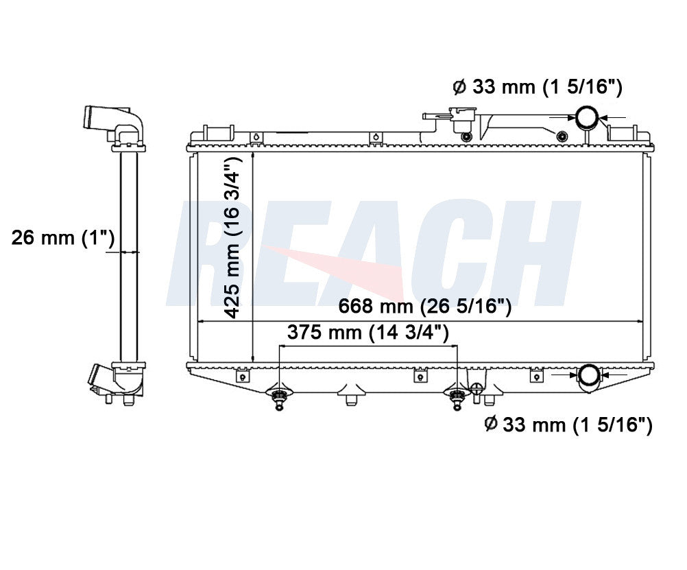 1993 ACURA LEGEND 3.2 L RADIATOR REA41-1278A