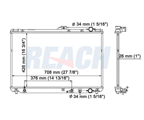 1992 LEXUS ES300 3.0 L RADIATOR REA41-1303A