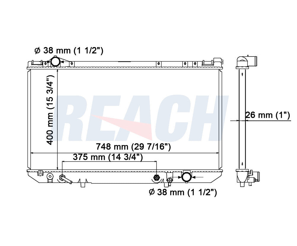 1992 LEXUS LS400 4.0 L RADIATOR REA41-1304A