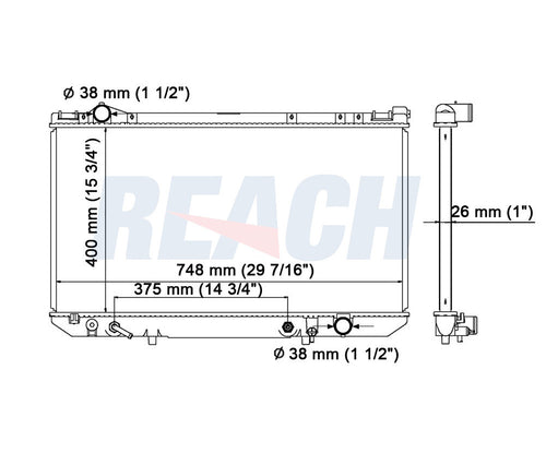 1993 LEXUS LS400 4.0 L RADIATOR REA41-1304A