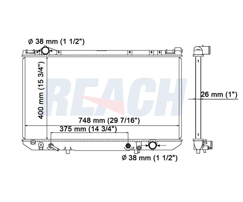 1993 LEXUS LS400 4.0 L RADIATOR REA41-1304A