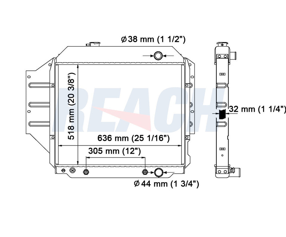 1992 FORD E-250 ECONOLINE 4.9 L RADIATOR REA41-1455A