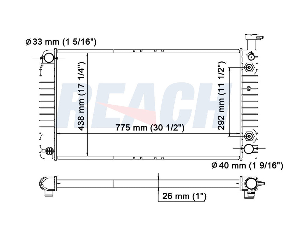 1993 CHEVROLET G20 5.7 L RADIATOR REA41-1477A