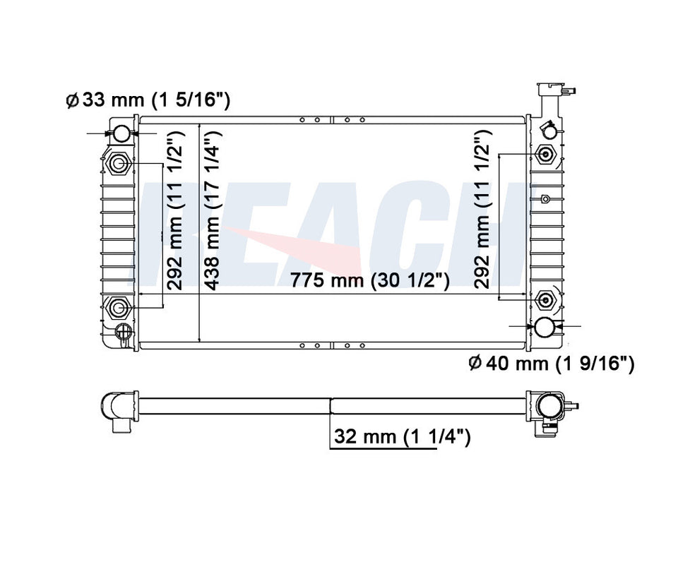 1993 CHEVROLET G20 4.3 L RADIATOR REA41-1489A