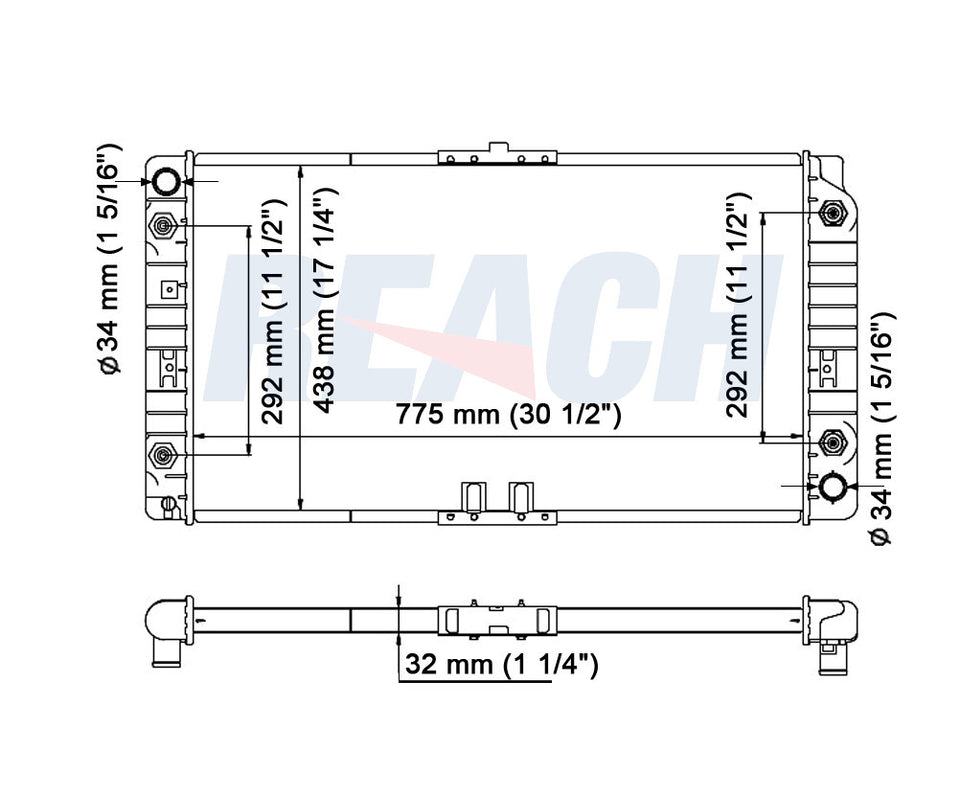 1994 CADILLAC FLEETWOOD 5.7 L RADIATOR REA41-1517A