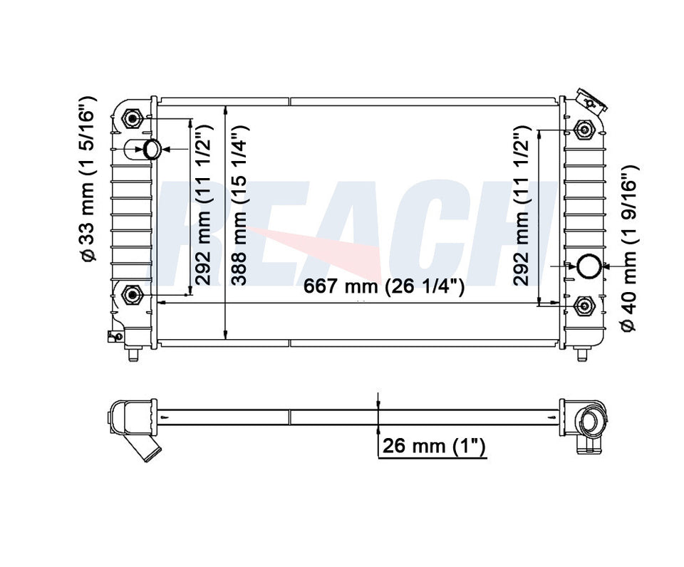 1994 CHEVROLET S10 4.3 L RADIATOR REA41-1533A