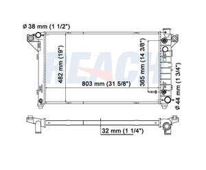 1995 DODGE RAM 1500 5.2 L RADIATOR REA41-1552A