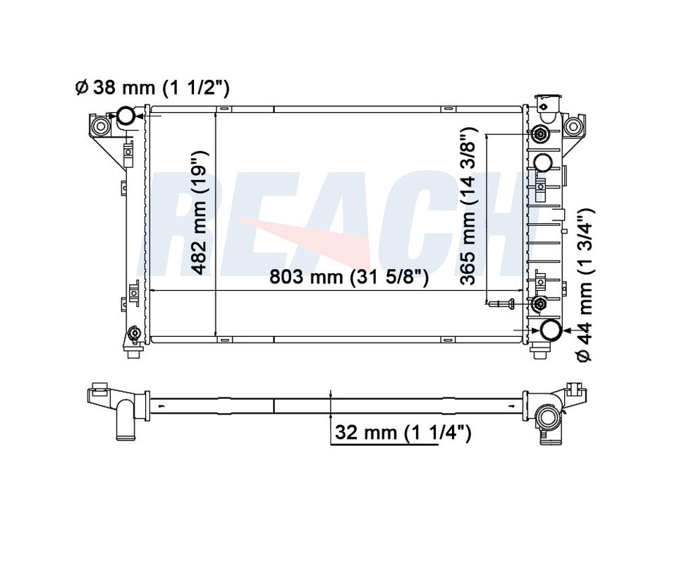 1996 DODGE RAM 2500 5.2 L RADIATOR REA41-1552A