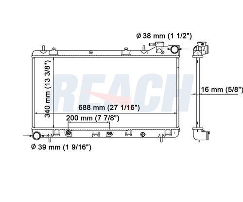 1998 SUBARU IMPREZA 2.2 L RADIATOR REA41-1574A