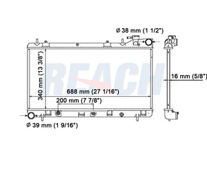 1998 SUBARU IMPREZA 2.2 L RADIATOR REA41-1574A