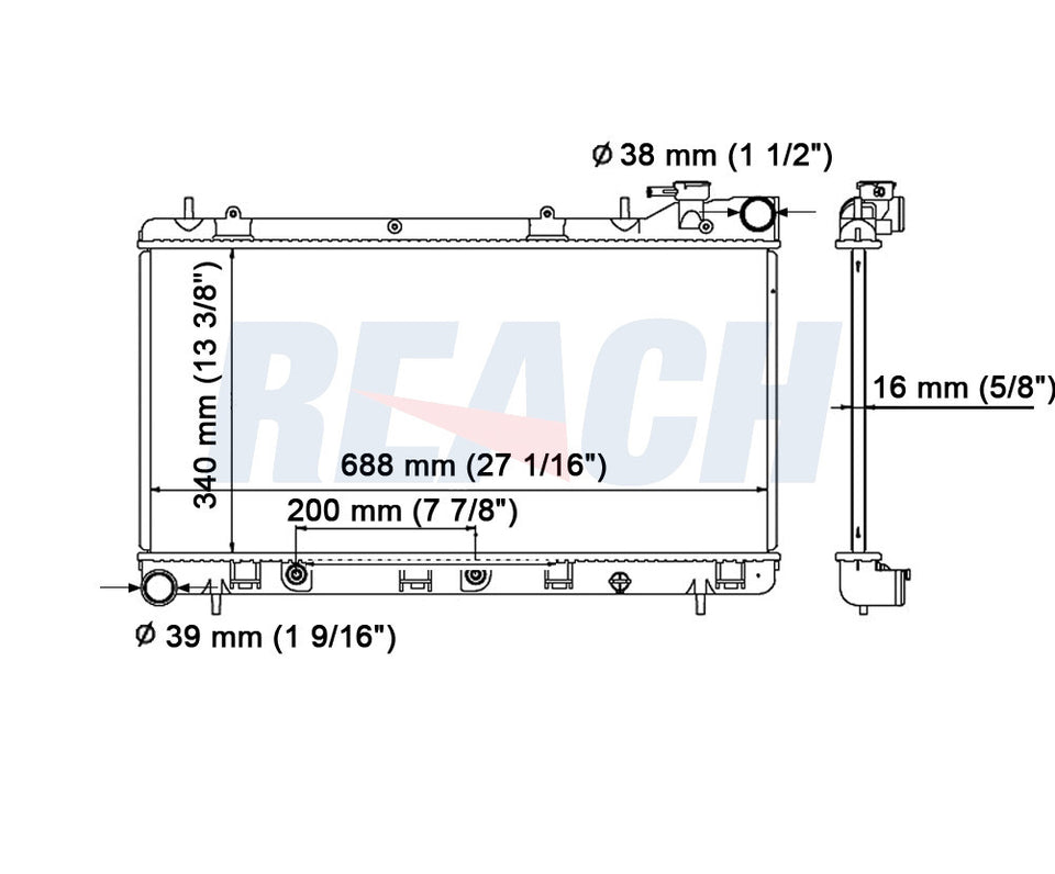 1993 SUBARU IMPREZA 1.8 L RADIATOR REA41-1574A