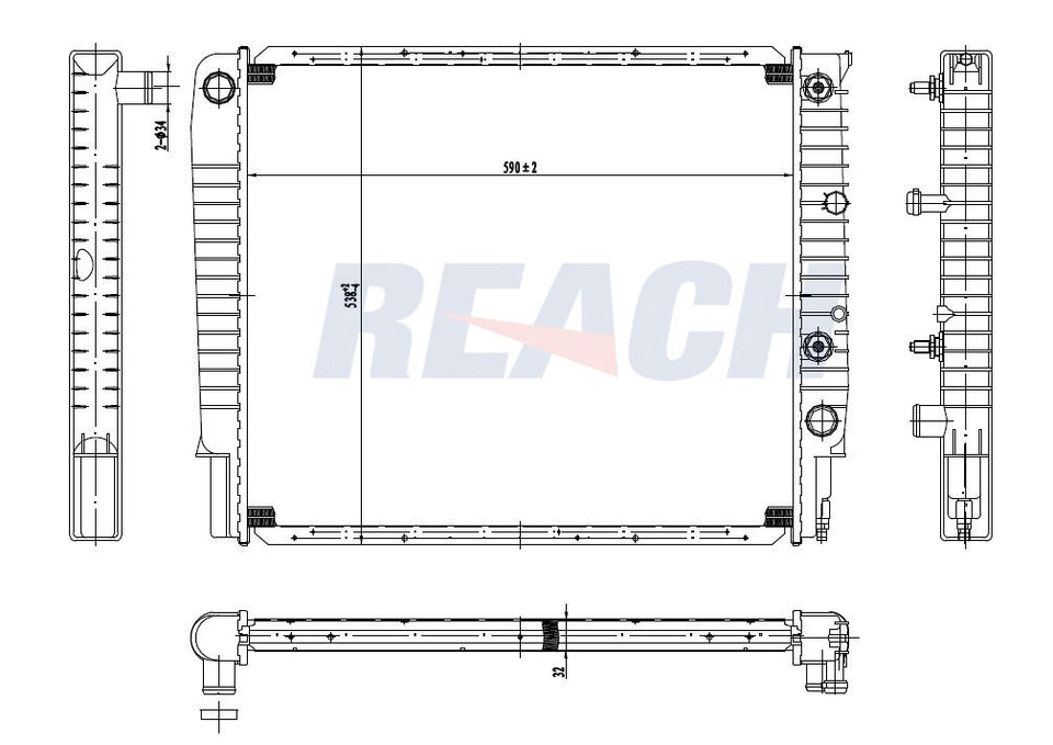 1997 VOLVO S90 2.9 L RADIATOR REA41-1738A