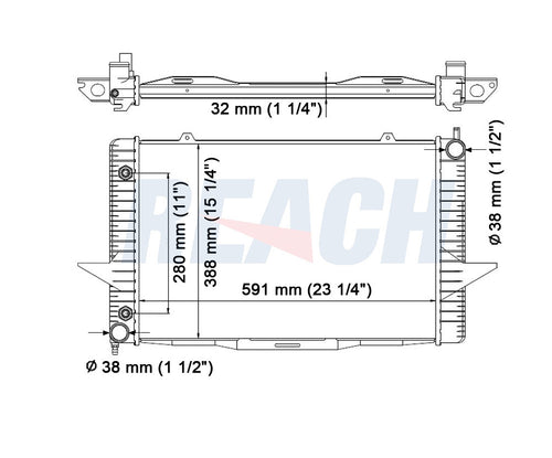 2000 VOLVO V70 2.4 L RADIATOR REA41-2424A