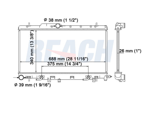 2002 SUBARU IMPREZA 2.0 L RADIATOR REA41-2450A
