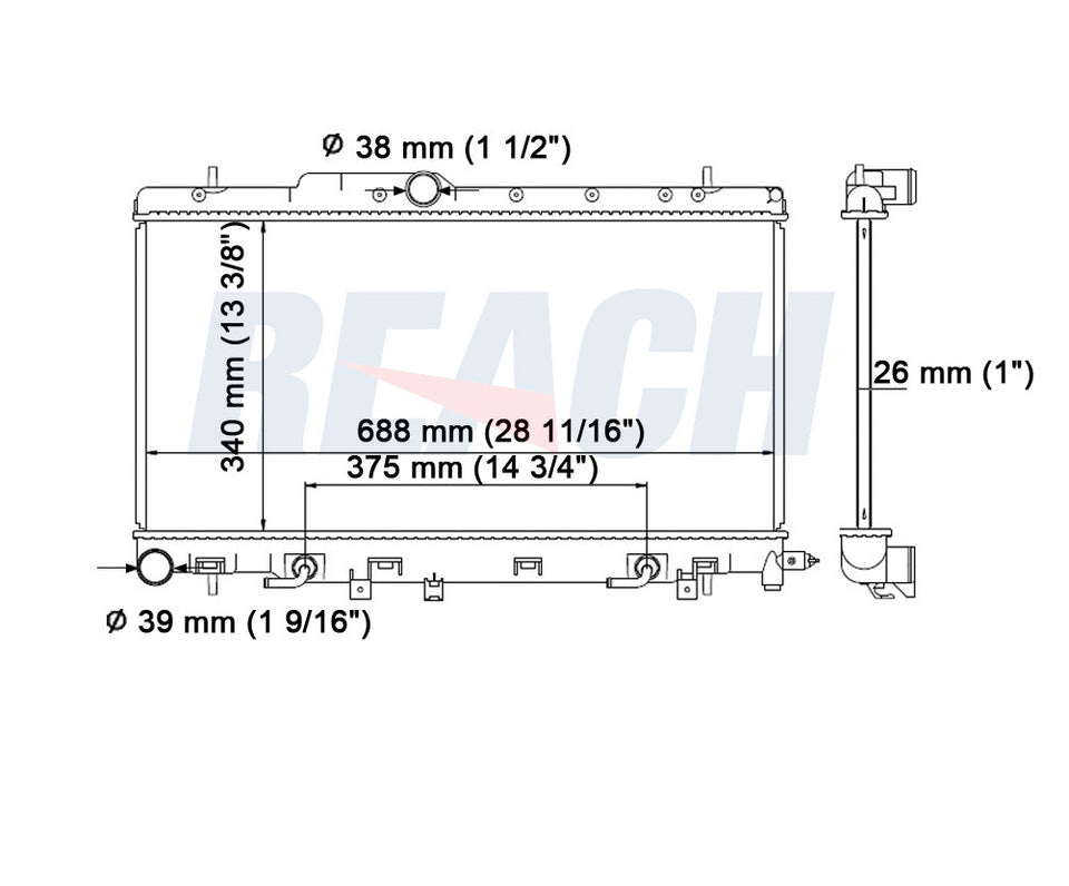 2002 SUBARU IMPREZA 2.0 L RADIATOR REA41-2450A