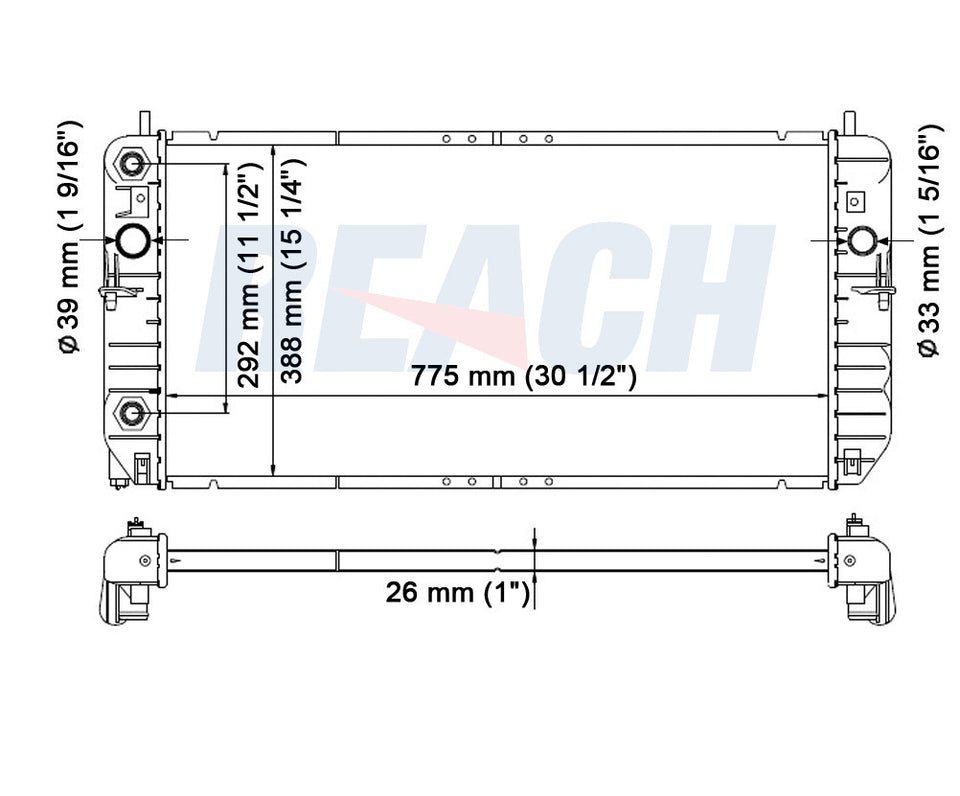2001 CADILLAC DEVILLE 4.6 L RADIATOR REA41-2491A