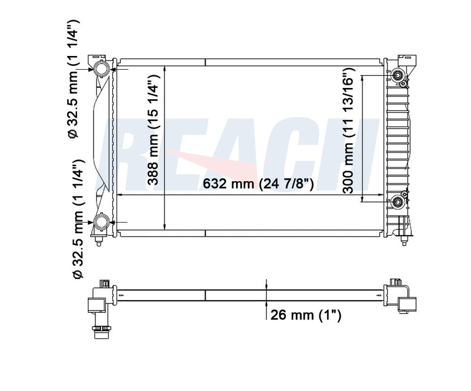 2004 AUDI A4 1.8 L RADIATOR REA41-2556A