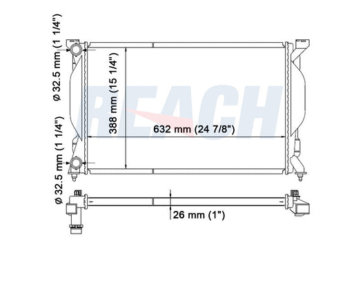 2006 AUDI A4 2.0 L RADIATOR REA41-2557A