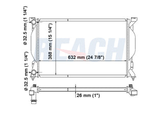 2006 AUDI A4 2.0 L RADIATOR REA41-2557A